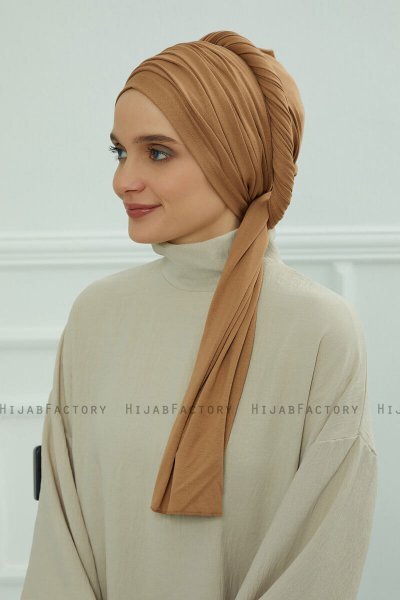 Rebecca - Turban En Coton Marron Clair