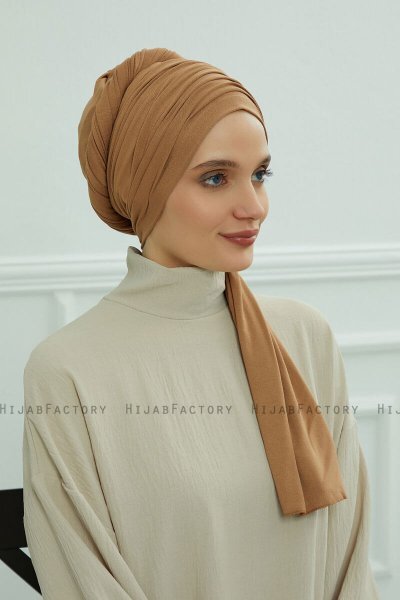 Rebecca - Turban En Coton Marron Clair