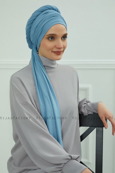 Rebecca - Turban En Coton Sky Blue