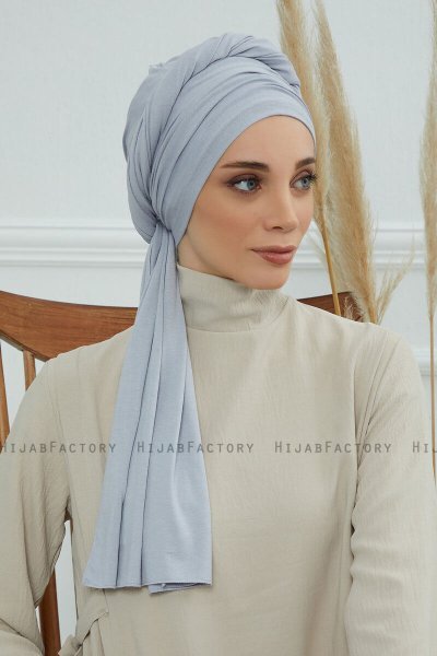 Rebecca - Turban En Coton Gris Clair