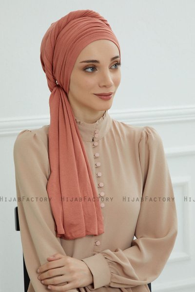 Rebecca - Turban En Coton Saumon