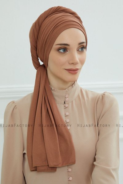 Rebecca - Turban En Coton Caramel