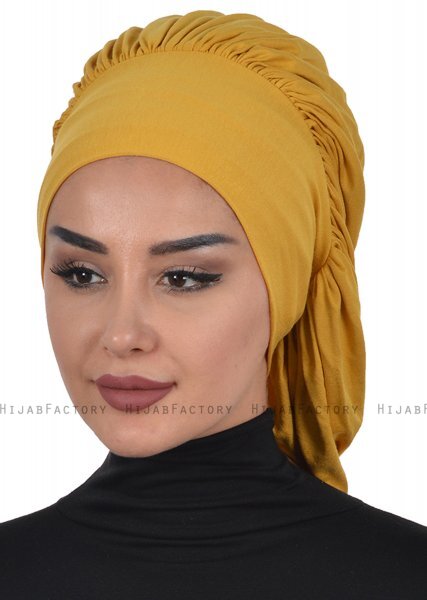 Isabella - Turban En Coton Moutarde - Ayse Turban