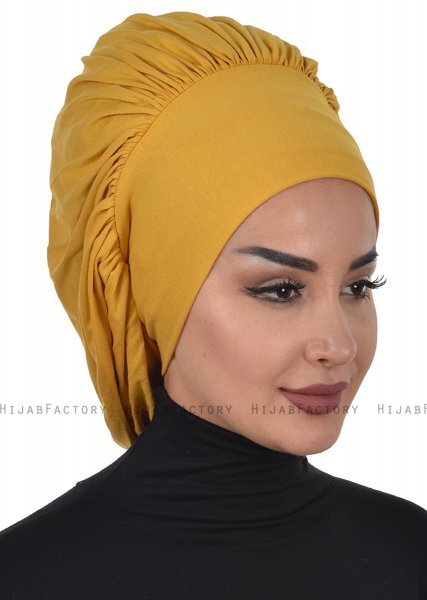 Isabella - Turban En Coton Moutarde - Ayse Turban