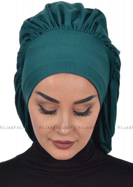 Isabella - Turban En Coton Vert Foncé - Ayse Turban