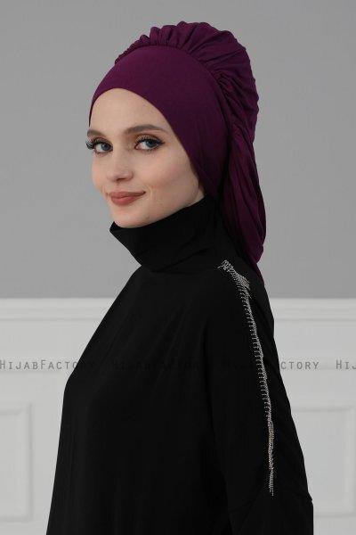 Isabella - Turban En Coton Violet - Ayse Turban