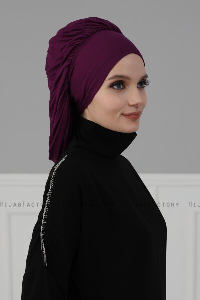Isabella - Turban En Coton Violet - Ayse Turban