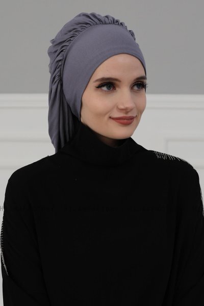 Isabella - Turban En Coton Gris - Ayse Turban