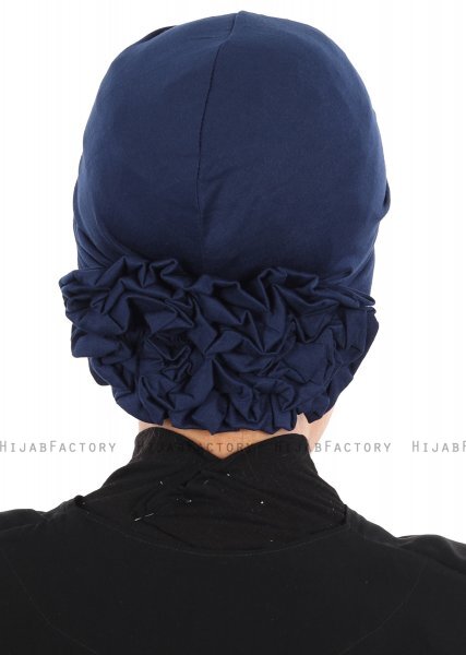 Elisabeth - Turban En Coton Bleu Marin