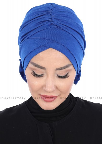 Elisabeth - Turban En Coton Bleu