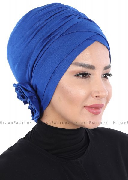 Elisabeth - Turban En Coton Bleu