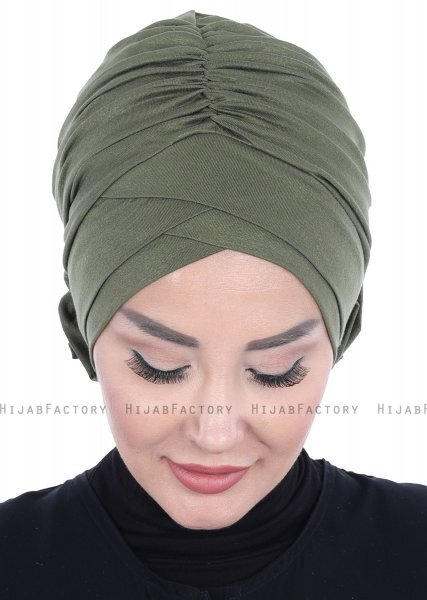 Elisabeth - Turban En Coton Kaki