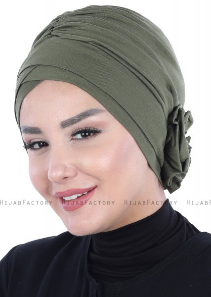 Elisabeth - Turban En Coton Kaki