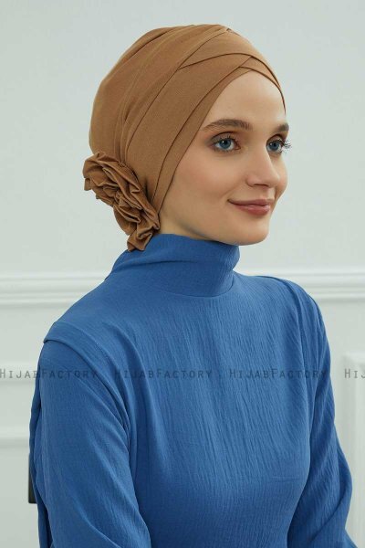 Elisabeth - Turban En Coton Marron Clair