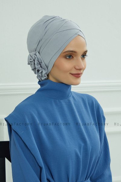 Elisabeth - Turban En Coton Gris Clair