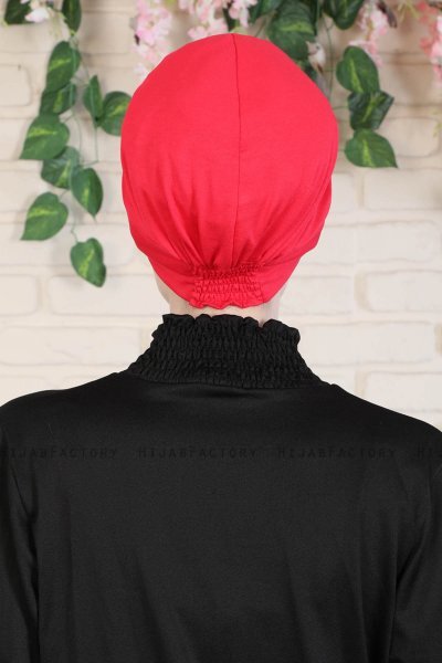 Sandra - Turban En Coton Rouge - Ayse Turban