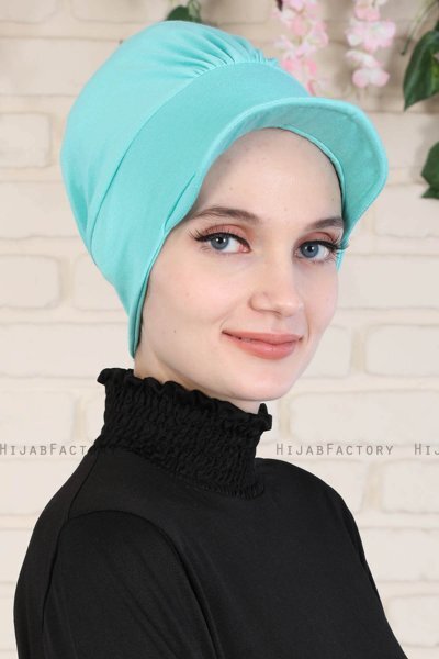 Sandra - Turban En Coton Turquoise - Ayse Turban