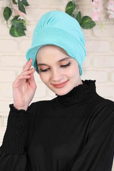 Sandra - Turban En Coton Turquoise - Ayse Turban