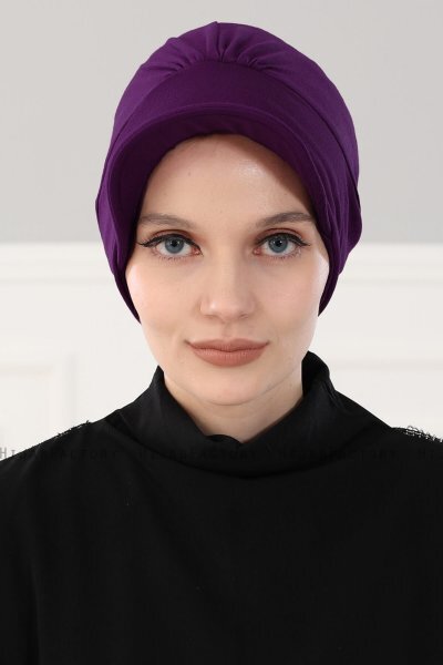 Sandra - Turban En Coton Violet - Ayse Turban