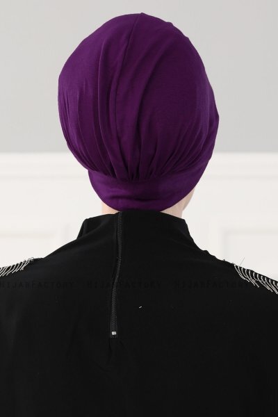 Sandra - Turban En Coton Violet - Ayse Turban