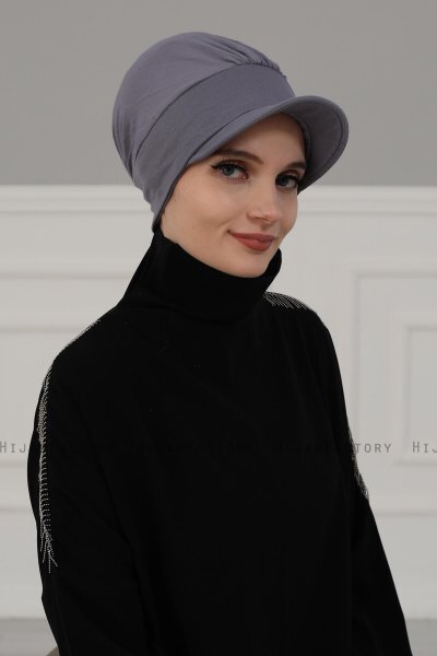 Sandra - Turban En Coton Gris - Ayse Turban