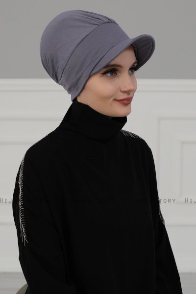 Sandra - Turban En Coton Gris - Ayse Turban