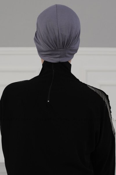 Sandra - Turban En Coton Gris - Ayse Turban
