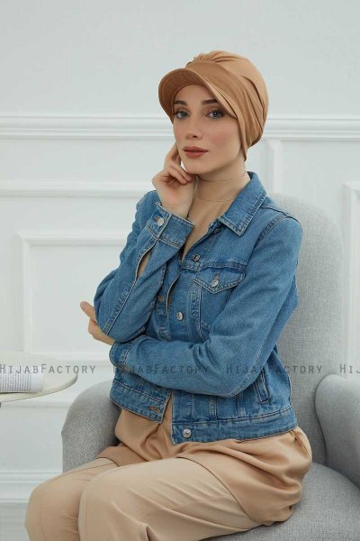 Sandra - Turban En Coton Marron Clair