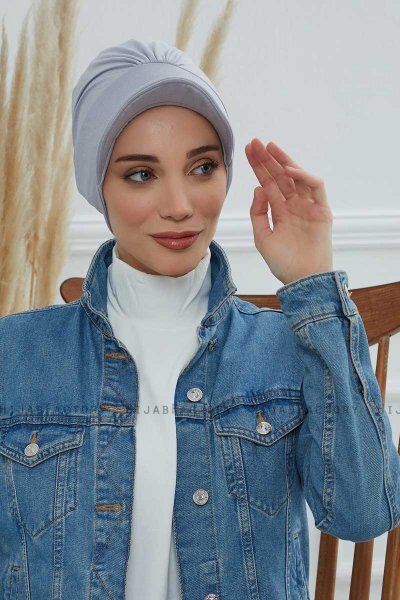 Sandra - Turban En Coton Gris Clair