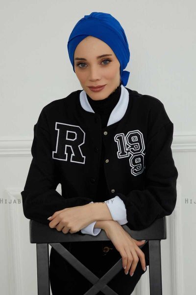 Ellie - Turban En Coton Bleu