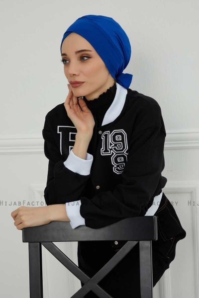 Ellie - Turban En Coton Bleu