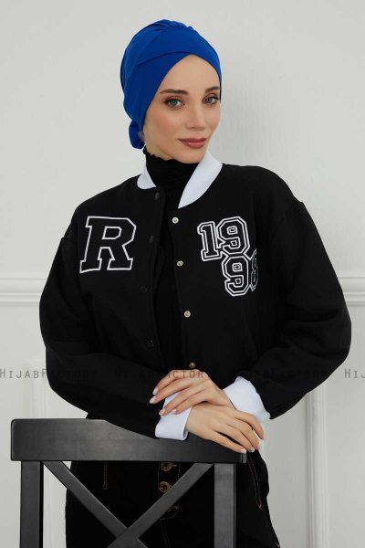 Ellie - Turban En Coton Bleu