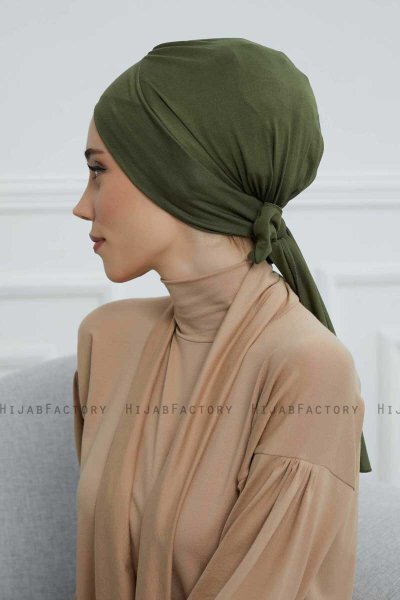 Ellie - Turban En Coton Kaki