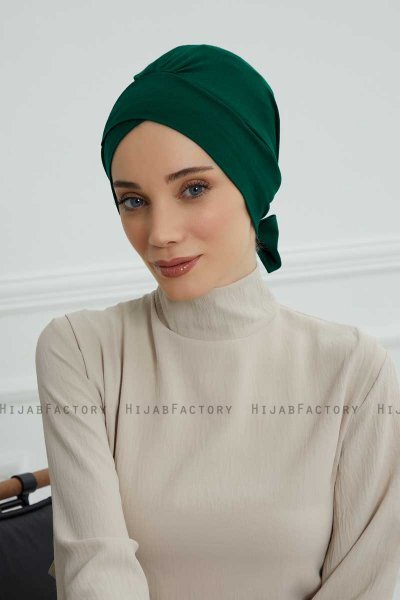 Ellie - Turban En Coton Vert Foncé