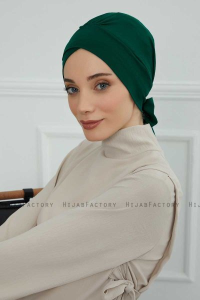 Ellie - Turban En Coton Vert Foncé