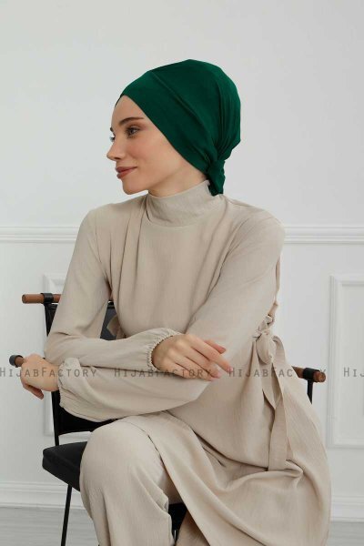 Ellie - Turban En Coton Vert Foncé