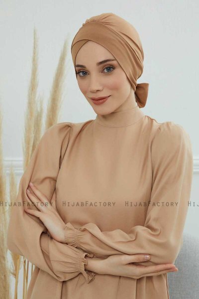 Ellie - Turban En Coton Marron Clair