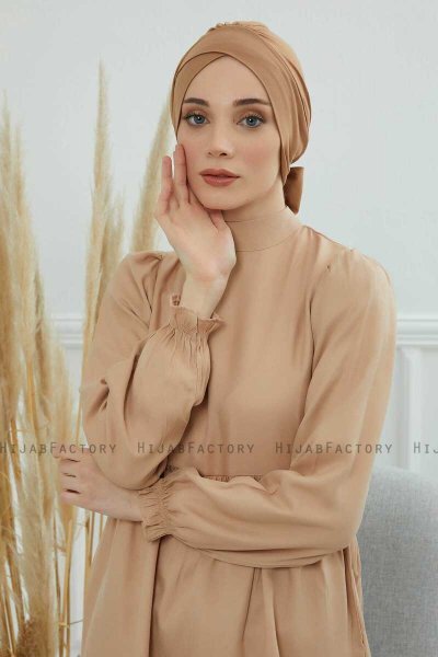 Ellie - Turban En Coton Marron Clair