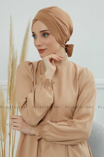 Ellie - Turban En Coton Marron Clair