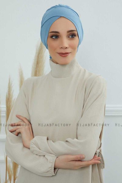 Ellie - Turban En Coton Sky Blue