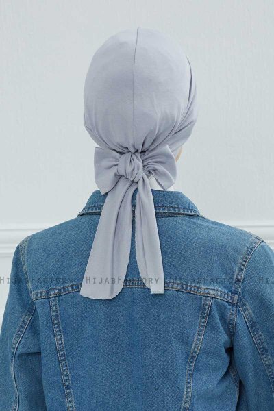 Ellie - Turban En Coton Gris Clair
