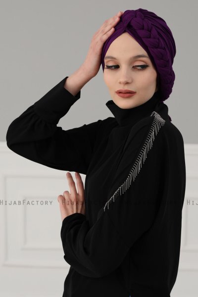 Theresa - Turban En Coton Violet - Ayse Turban