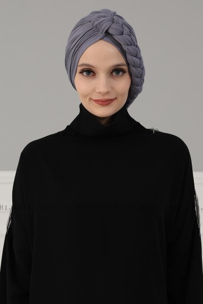 Theresa - Turban En Coton Gris - Ayse Turban