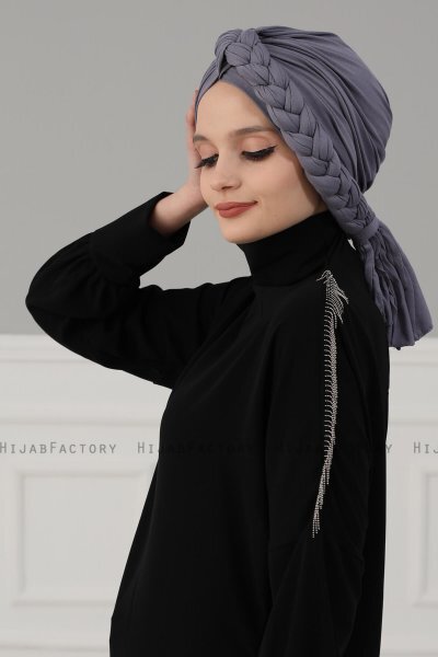 Theresa - Turban En Coton Gris - Ayse Turban