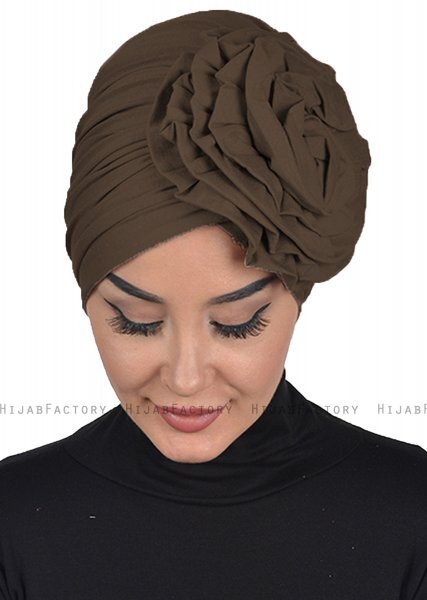 Kerstin - Turban En Coton Marron - Ayse Turban