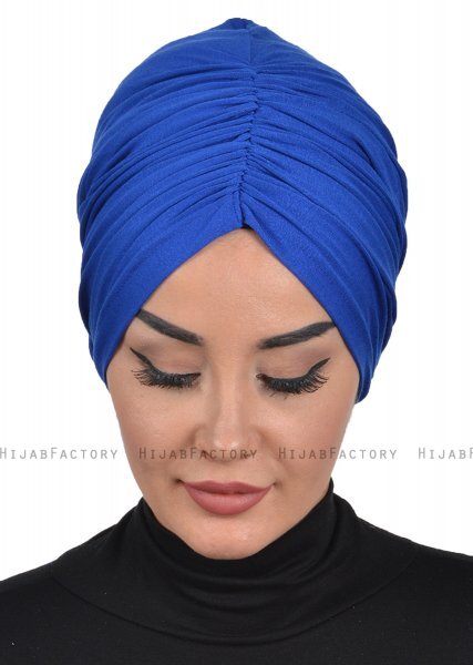Kerstin - Turban En Coton Bleu - Ayse Turban