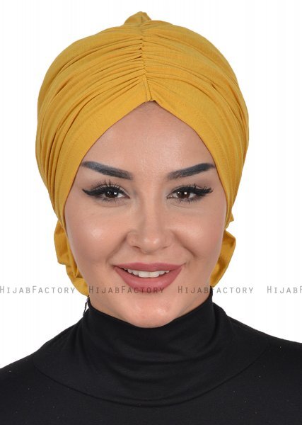 Kerstin - Turban En Coton Moutarde - Ayse Turban