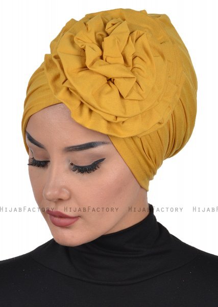 Kerstin - Turban En Coton Moutarde - Ayse Turban