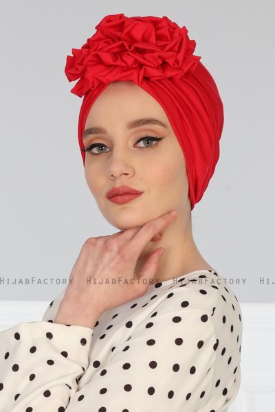 Kerstin - Turban En Coton Rouge - Ayse Turban