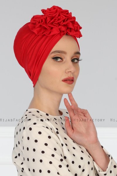 Kerstin - Turban En Coton Rouge - Ayse Turban